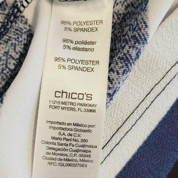 Chicos Blue and White Stripe Jersey Short Sleeve Top Size 3 - Picture 7 of 8